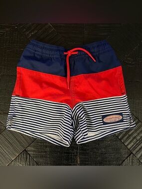 Vineyard Vines Boys Navy & Red Colorblock Swim Trunks Size 3T